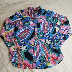 J Crew 6 Classic Fit Boy Shirt In Ratti Kaleidoscope Floral Long Sleeve boho